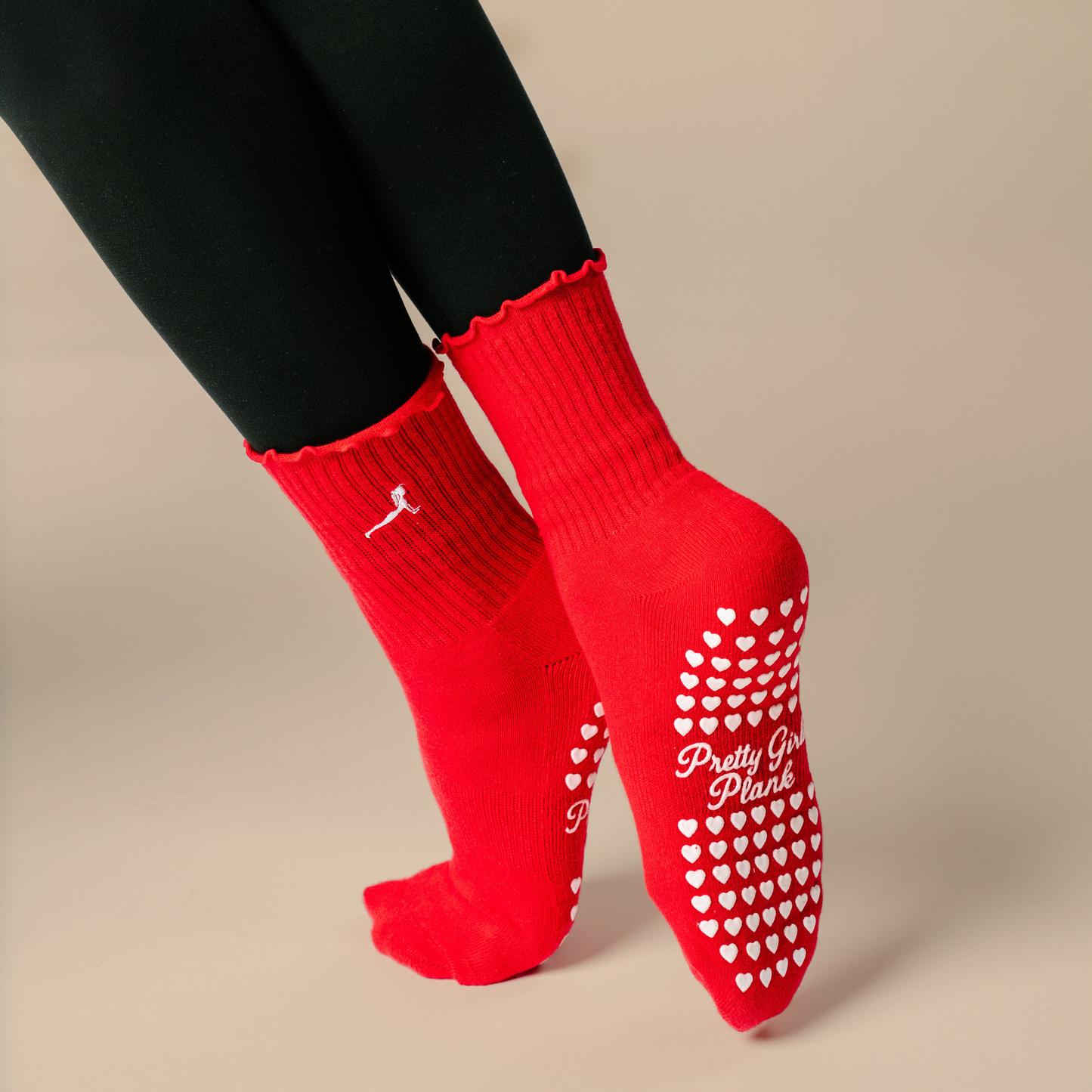 Pretty Girls Plank™ Ruffle Pilates Grip Socks for Women | Non Slip Barre, Yoga & Reformer Socks