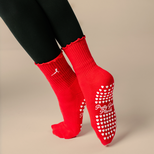Pretty Girls Plank™ Ruffle Pilates Grip Socks for Women | Non Slip Barre, Yoga & Reformer Socks